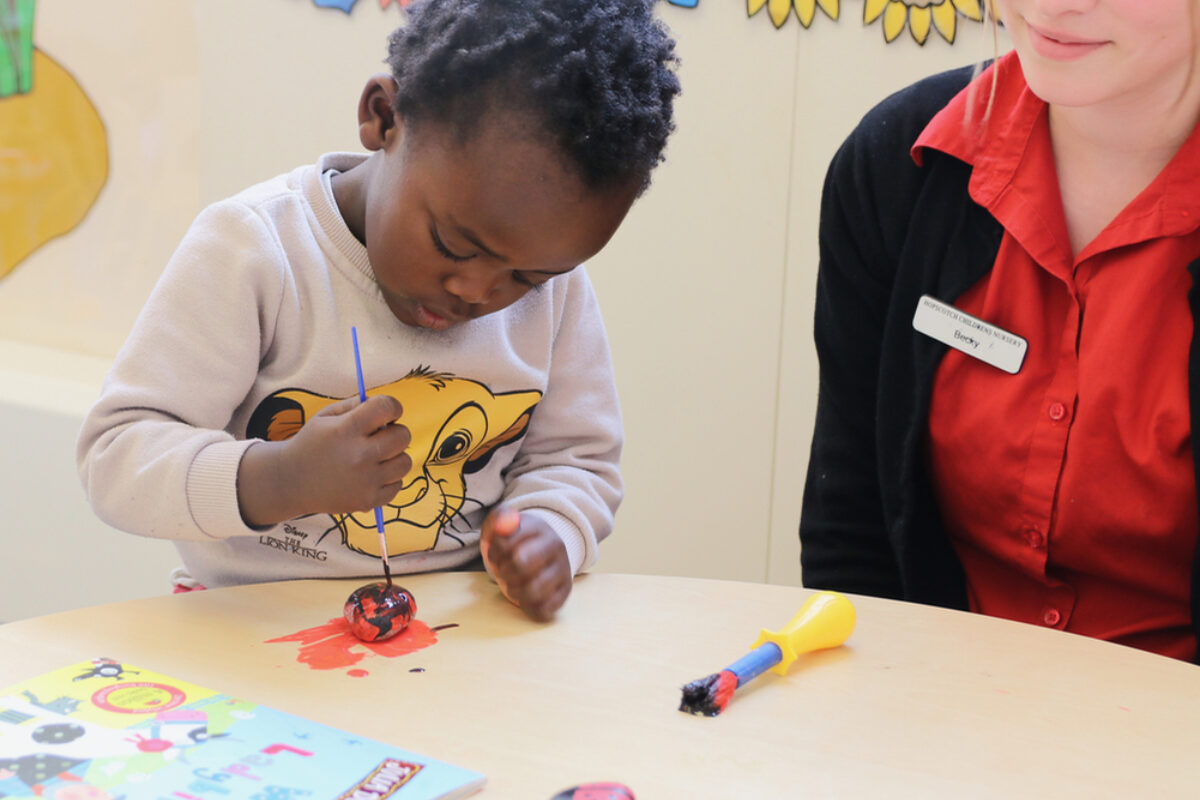 Toddler Room Painting Eggs