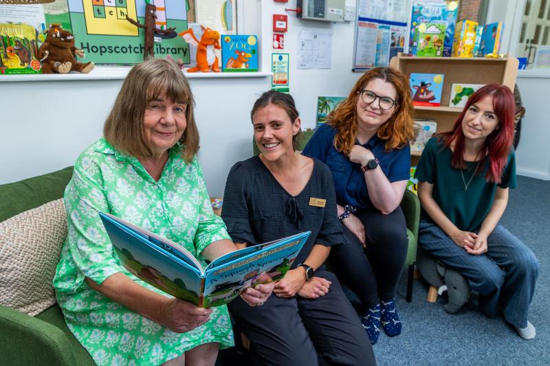 Dame Julia Donadson opening Hopscotch Nurseries library 2 BRIGHTON PICTURES